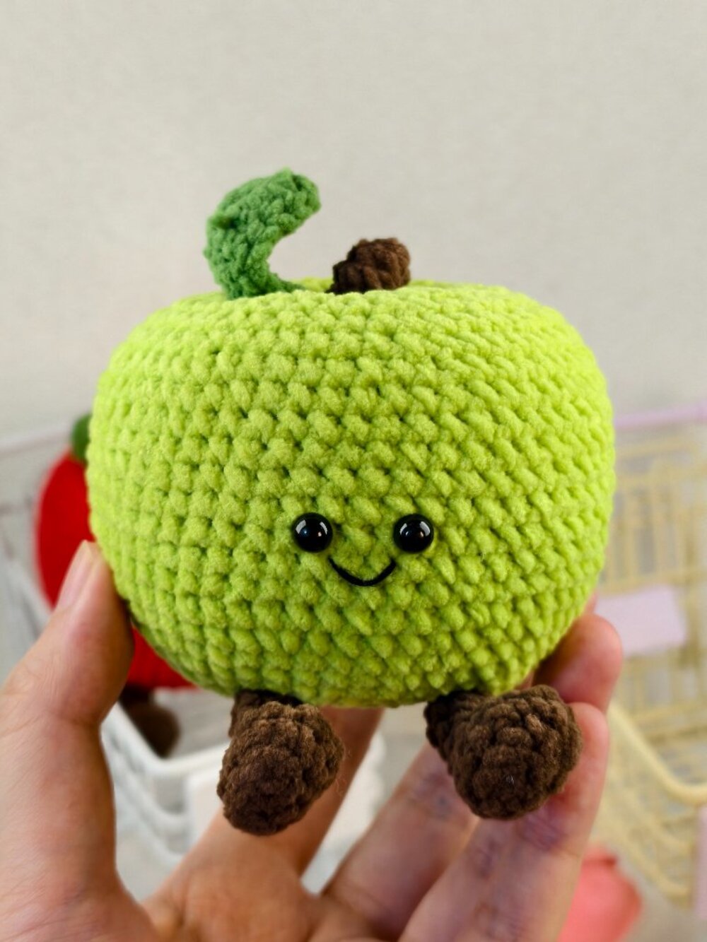 Handmade Amigurumi Crochet Green Apple Plushie